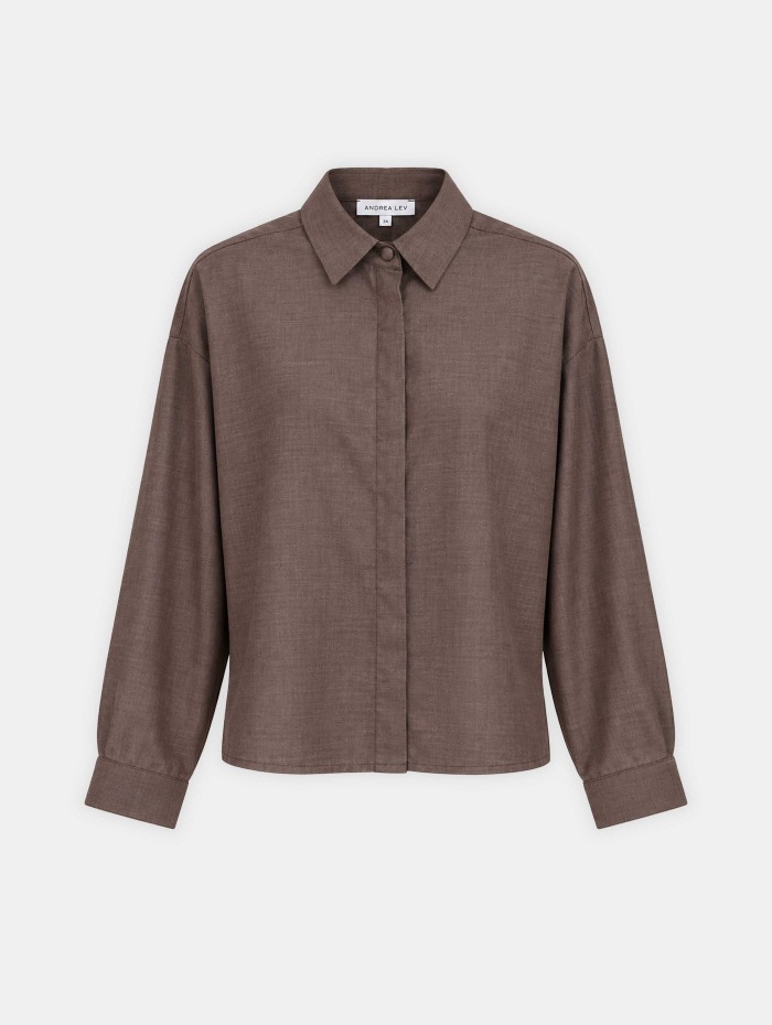 Chemise marron ample en coton - Tess - Andrea Lev