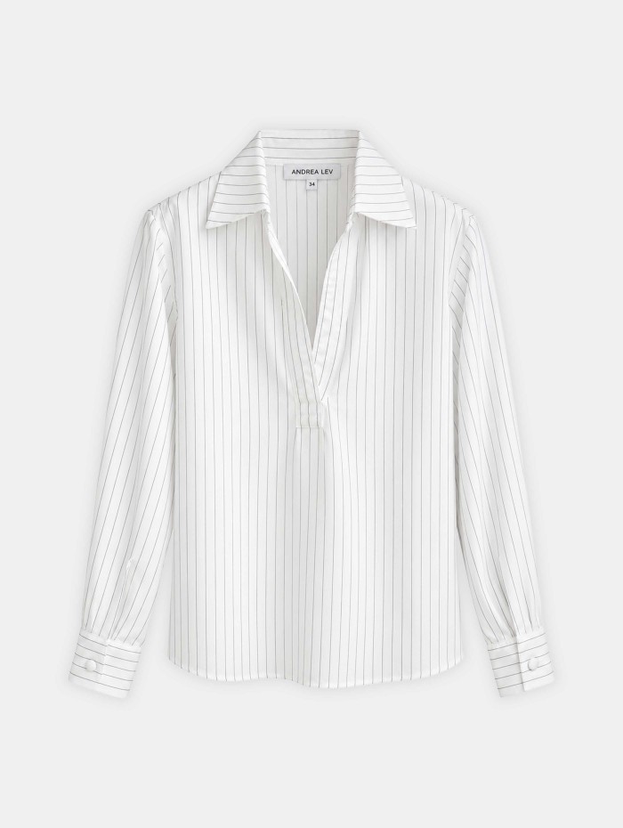 Chemise vareuse blanche à rayures noires - Erin - Andrea Lev
