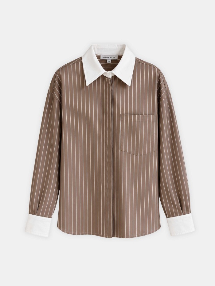 Chemise marron à rayures blanches - Terry - Andrea Lev