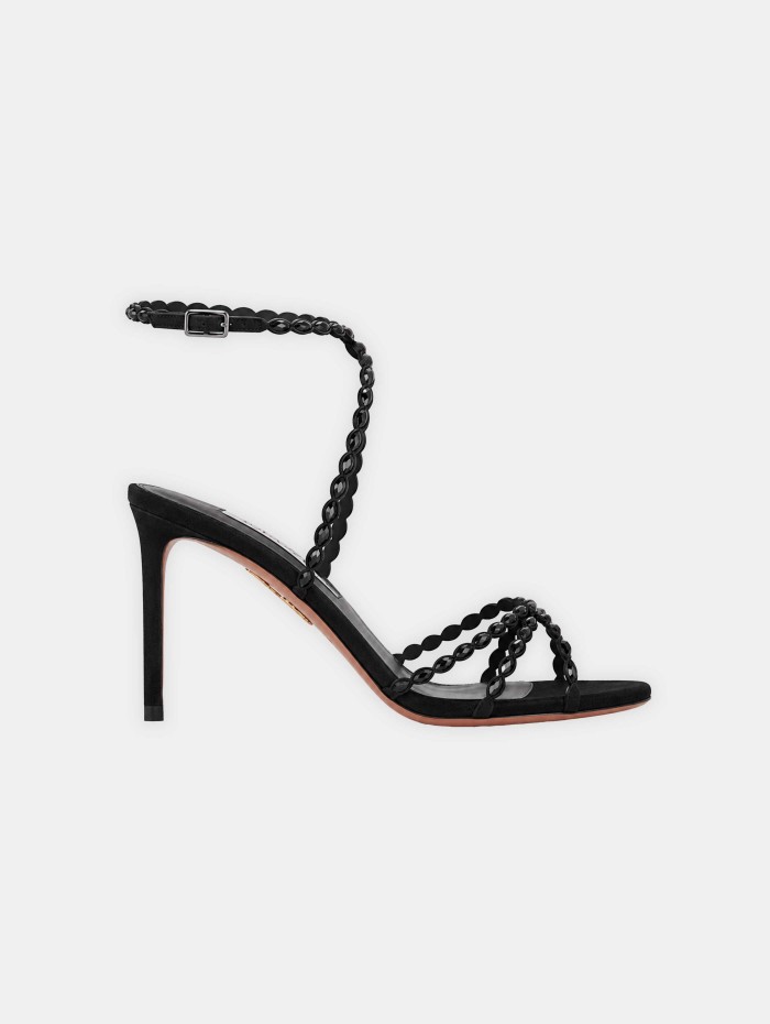 Sandales noires à cristaux 85 mm - Love Struck - Aquazzura