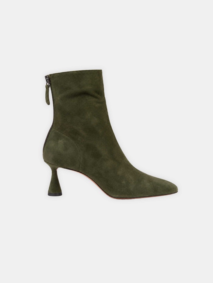 Bottines en daim kaki à talon 75 mm - Amore - Aquazzura