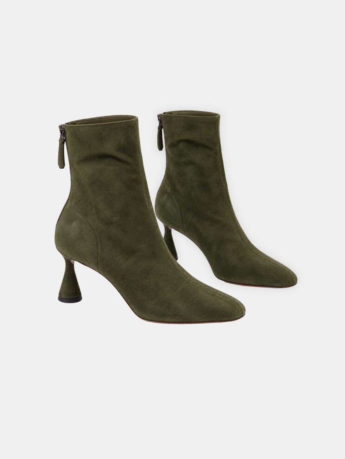 Bottines en daim kaki à talon 75 mm - Amore - Aquazzura