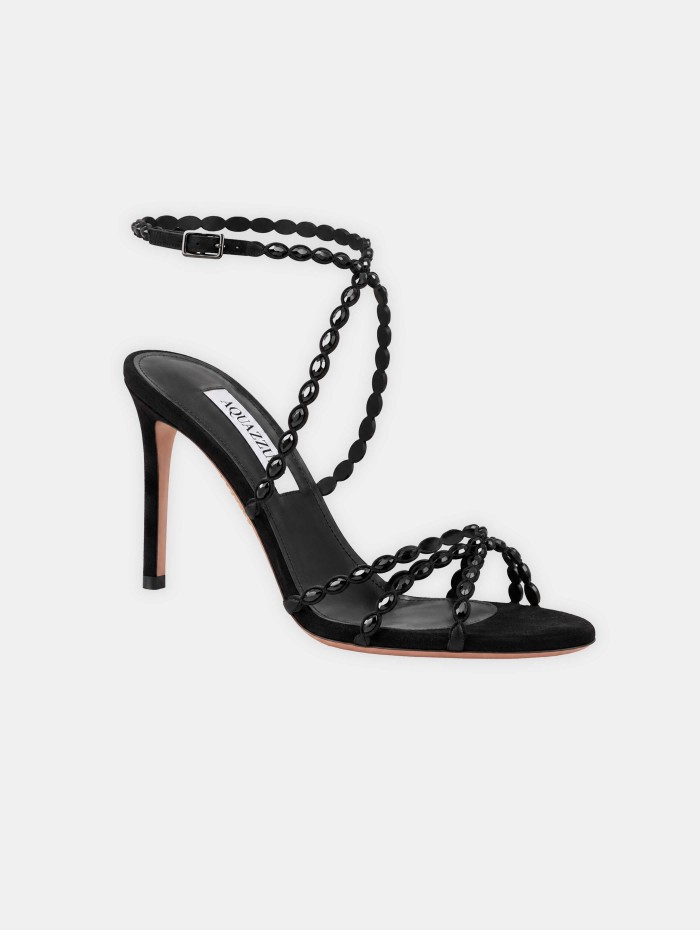 Sandales noires à cristaux 85 mm - Love Struck - Aquazzura