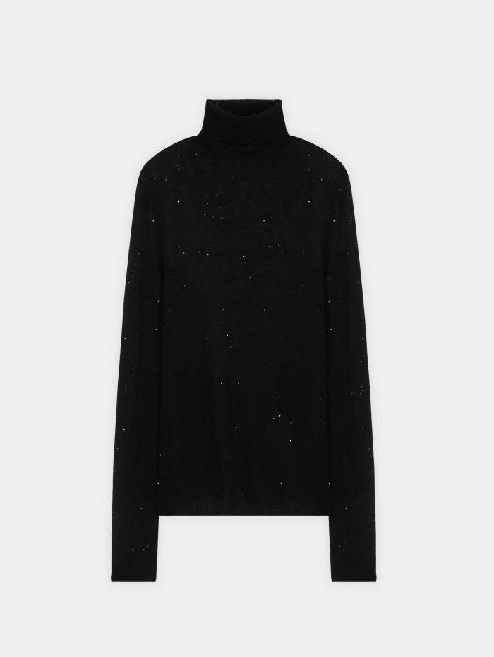 Pull col roulé  à sequins - Noir -Majestic Filatures