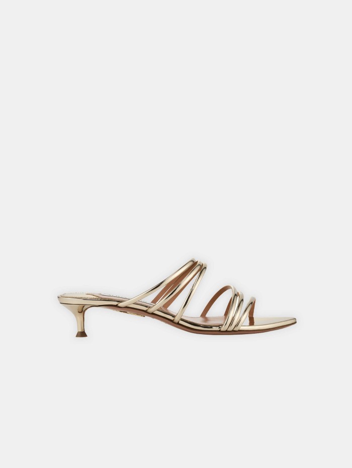 Mules en cuir dorées - Latour 30mm - Aquazzura