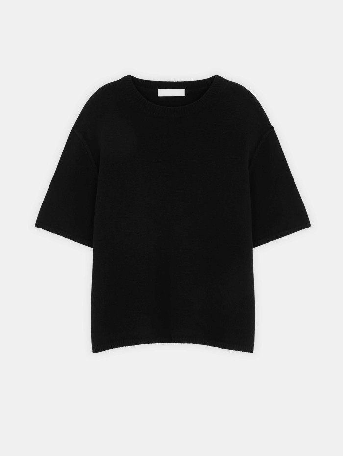 Pull manches courtes en laine mérinos - Noir - Majestic Filatures