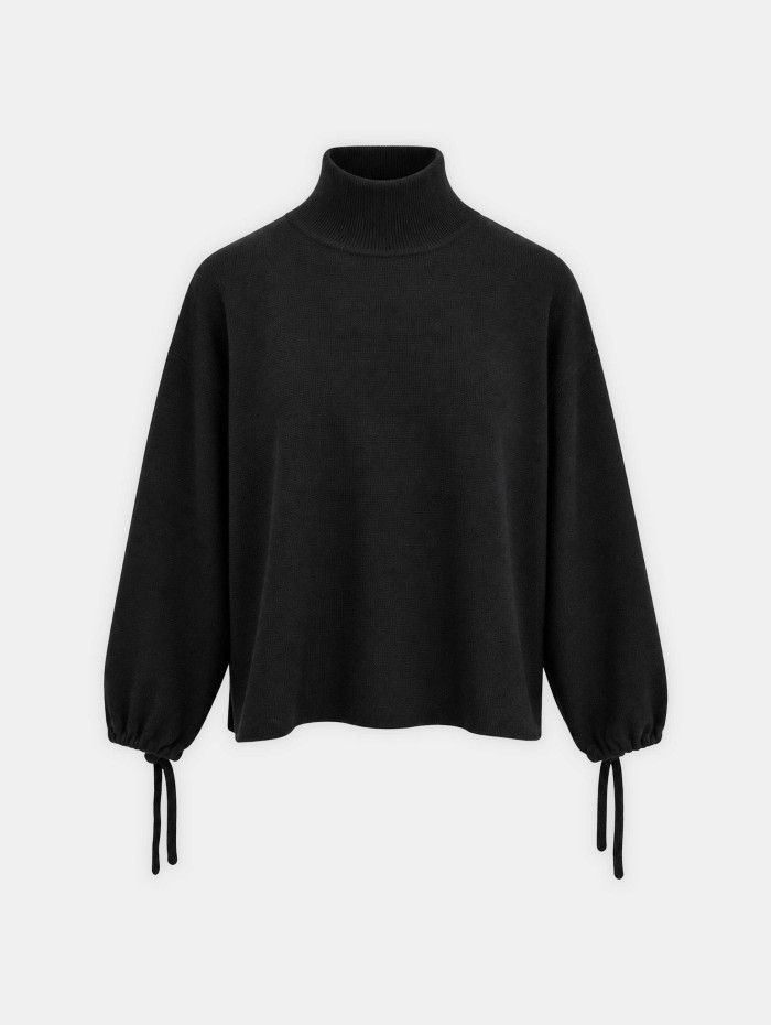 Pull col roulé en laine mérinos - Noir - Majestic Filatures