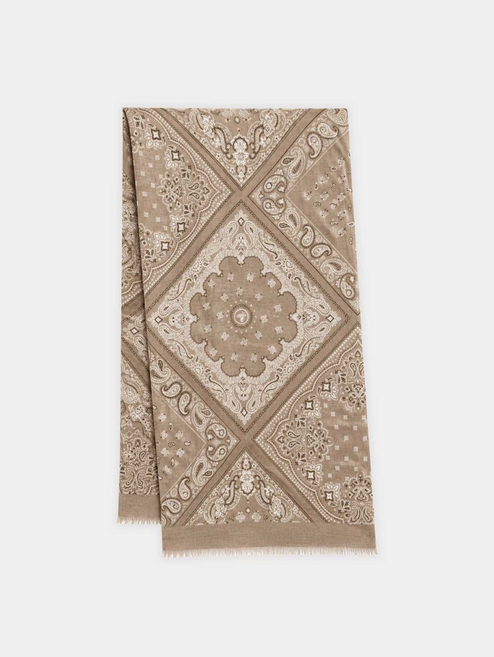Écharpe beige motif bandana - Louise B - 26 Avenue