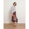 Jupe midi fluide à motifs bordeaux - Gonna - Stella Jean