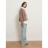 Veste gansée de cuir en cachemire et laine - Havane - Majestic Filatures