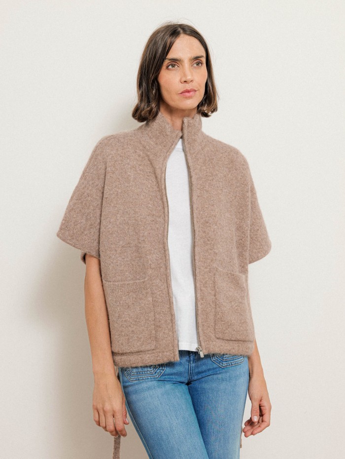 Poncho oversize en alpaga - Beige - Majestic Filatures