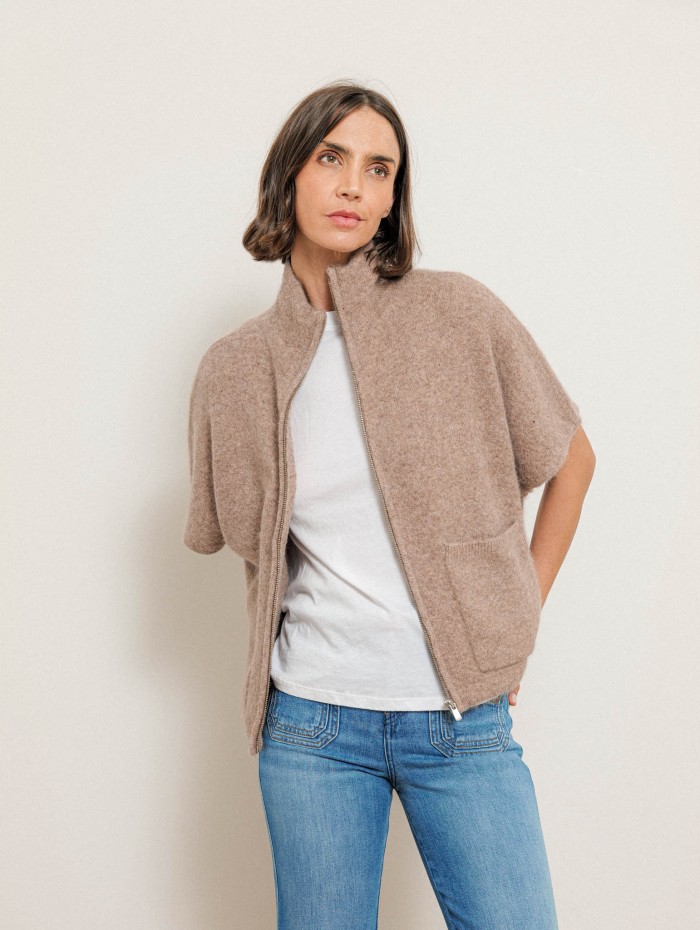 Poncho oversize en alpaga - Beige - Majestic Filatures
