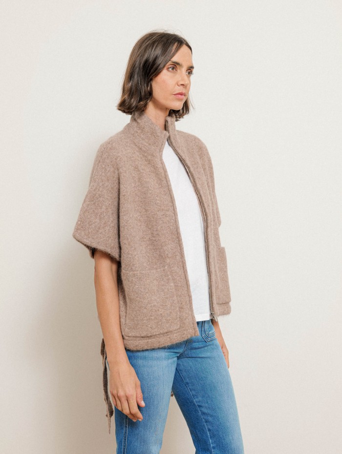 Poncho oversize en alpaga - Beige - Majestic Filatures