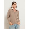 Polo manches longues en cachemire - Beige - Majestic Filatures