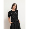 Pull à pois en laine et cachemire - Noir - Majestic filatures