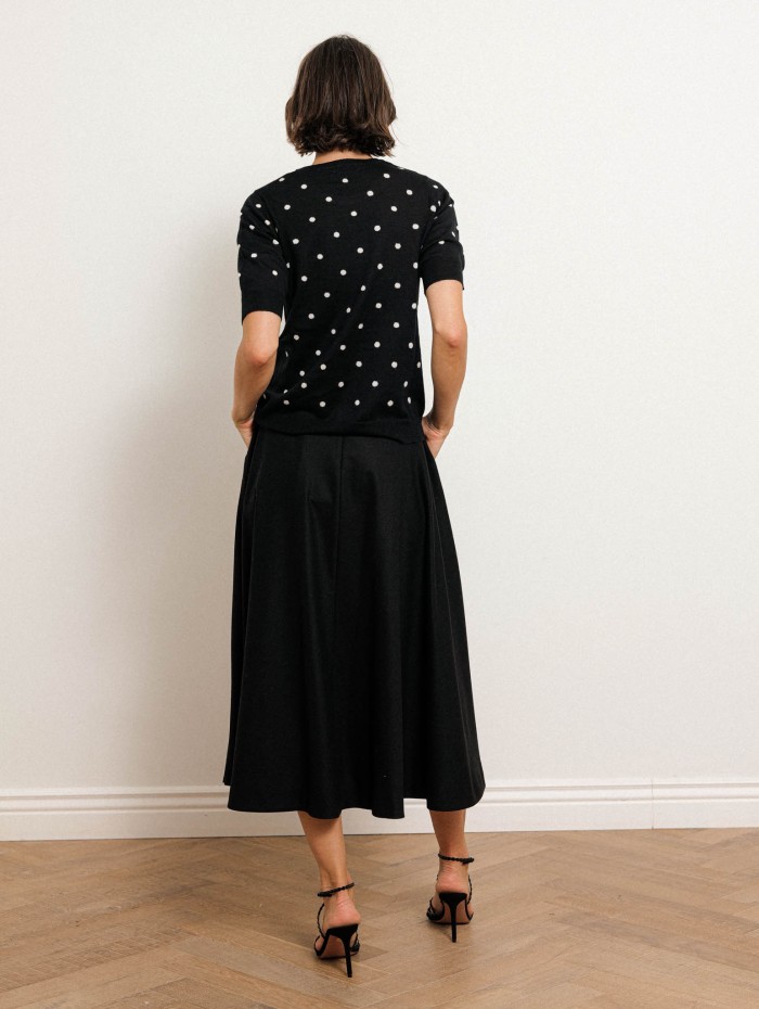 Pull à pois en laine et cachemire - Noir - Majestic filatures
