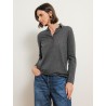 Polo manches longues en cachemire - Gris - Majestic Filatures