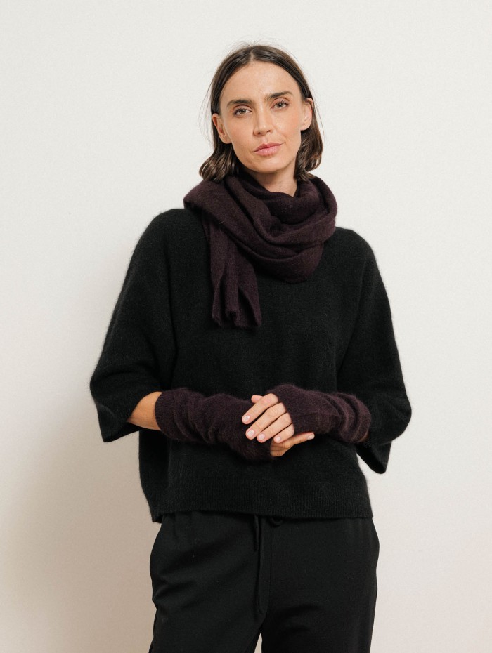 Mitaines aubergine en laine de raccoon - Aubergine - Majestic Filatures