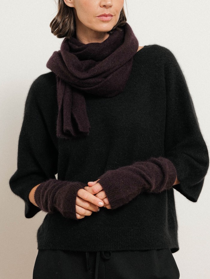 Mitaines aubergine en laine de raccoon - Aubergine - Majestic Filatures