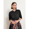 T-shirt col montant en viscose et cachemire - Noir - Majestic Filatures