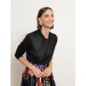 T-shirt col montant en viscose et cachemire - Noir - Majestic Filatures