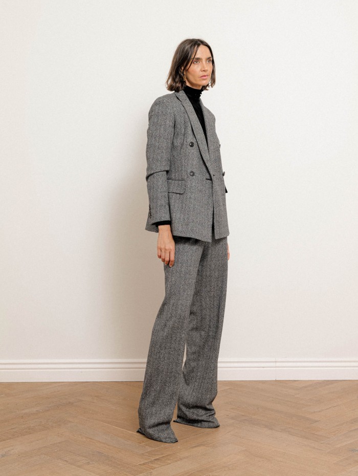 Pantalon droit gris effet tweed - Edicola - Max Mara