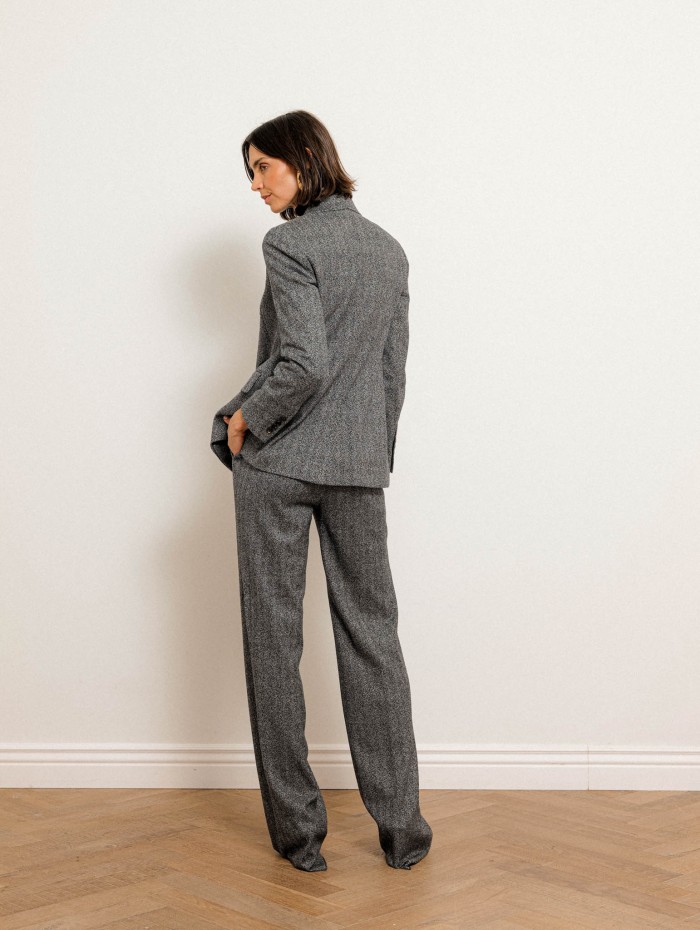 Pantalon droit gris effet tweed - Edicola - Max Mara