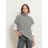 Pull sans manches à col roulé gris en laine et cachemire - Cobalto - Majestic Filatures