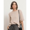 Pull manches courtes en laine mérinos - Ecru chiné - Majestic Filatures