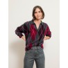 Pull polo jacquard à losanges en laine et cachemire - Gris - Majestic Filatures
