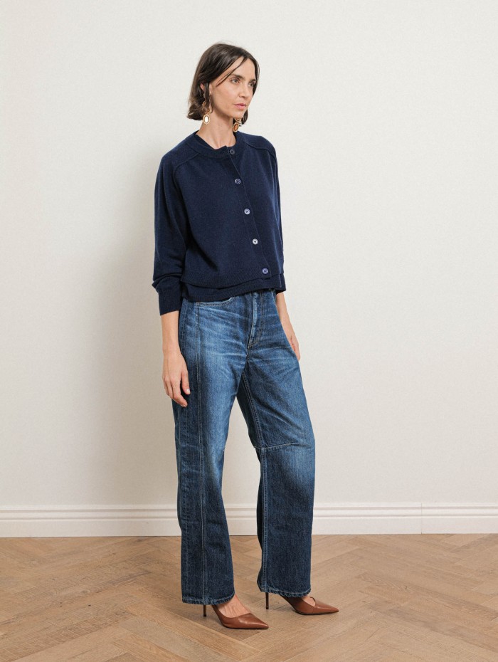 Cardigan court en cachemire - Bleu marine - Majestic Filatures