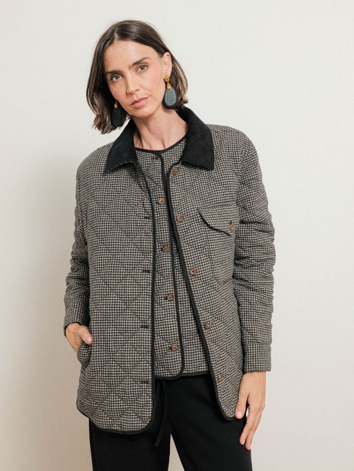 Veste matelassée bi-matière à coupe droite - Milady - Ines de la Fressange