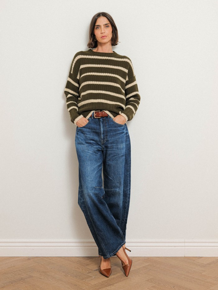 Pull rayé en laine Mérinos à coupe large - Maelia - Ines de la Fressange