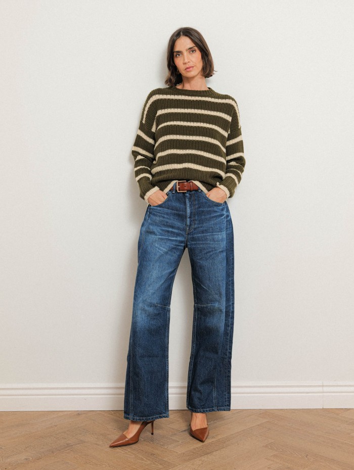 Pull rayé en laine Mérinos à coupe large - Maelia - Ines de la Fressange