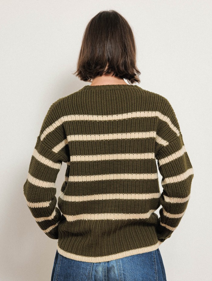 Pull rayé en laine Mérinos à coupe large - Maelia - Ines de la Fressange