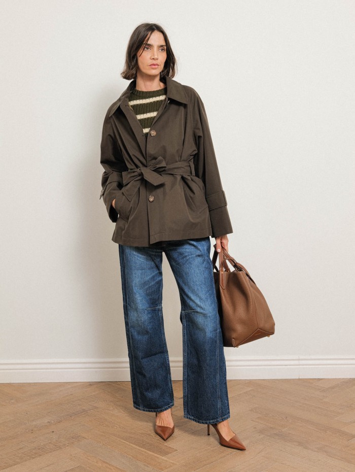 Trench court ceinturé kaki - Tess - Ines de la Fressange