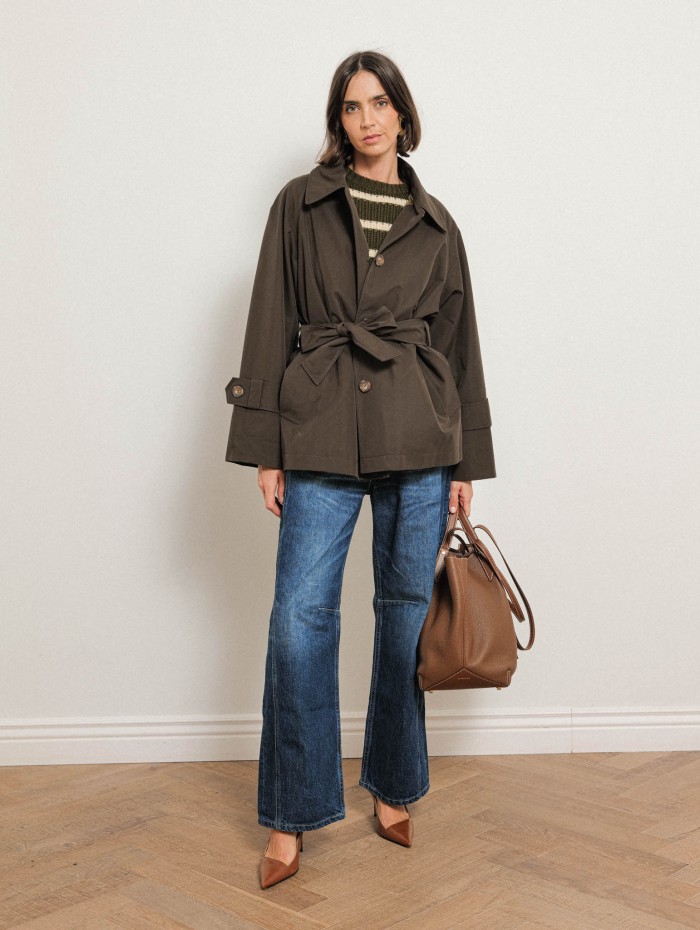 Trench court ceinturé kaki - Tess - Ines de la Fressange
