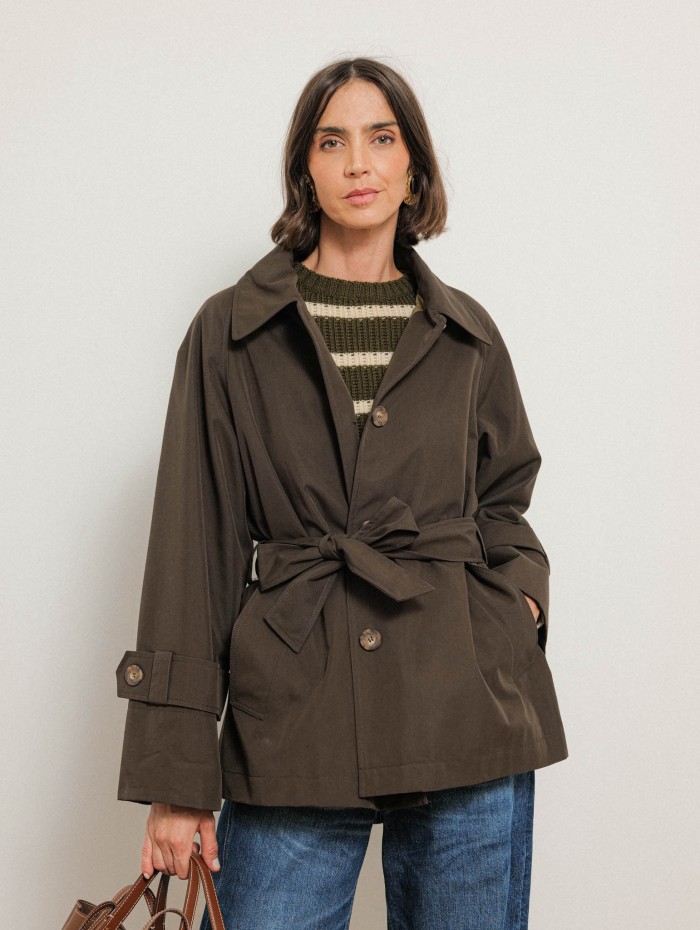 Trench court ceinturé kaki - Tess - Ines de la Fressange