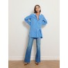 Chemise longue bleue en coton à coupe large - Blair - Ines de la Fressange