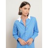 Chemise longue bleue en coton à coupe large - Blair - Ines de la Fressange