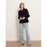 Veste en velours bleu marine à coupe cintrée - Georges - Ines de la Fressange
