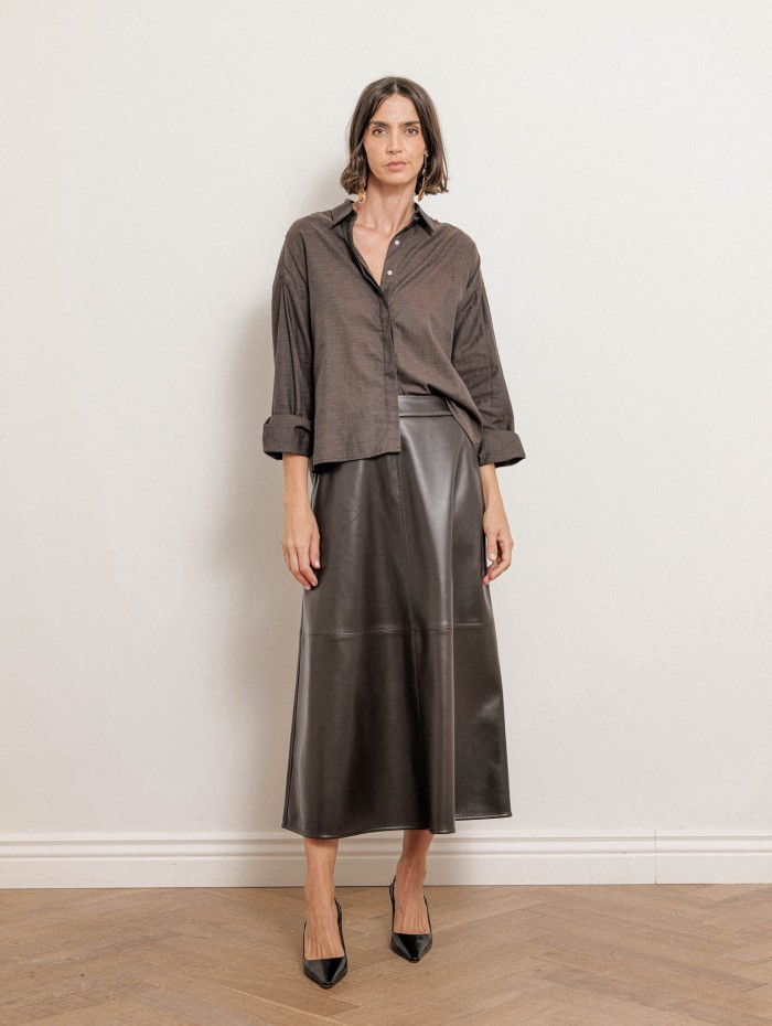 Chemise marron ample en coton - Tess - Andrea Lev
