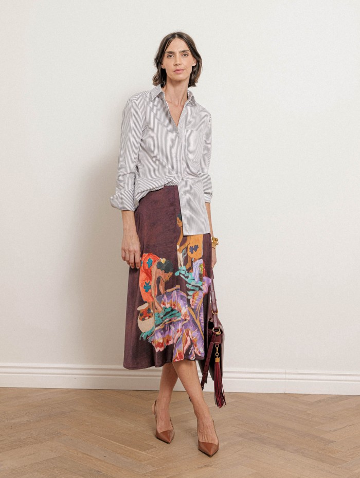Chemise blanche à rayures marron - Tory  - Andréa Lev