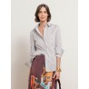 Chemise blanche à rayures marron - Tory  - Andréa Lev