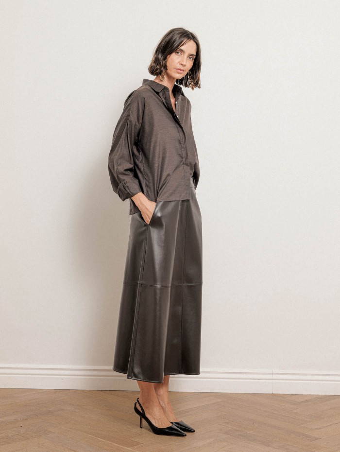 Jupe mi-longue évasée effet cuir - Smmnordica - Max Mara