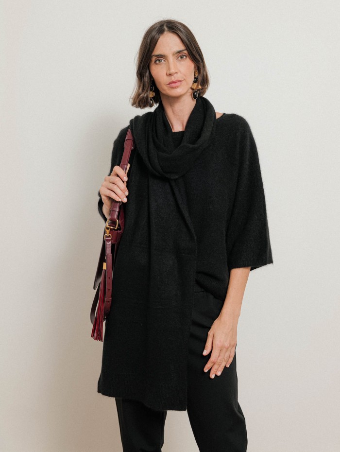 Pull à manches courtes en laine de raccoon - Noir - Majestic Filatures