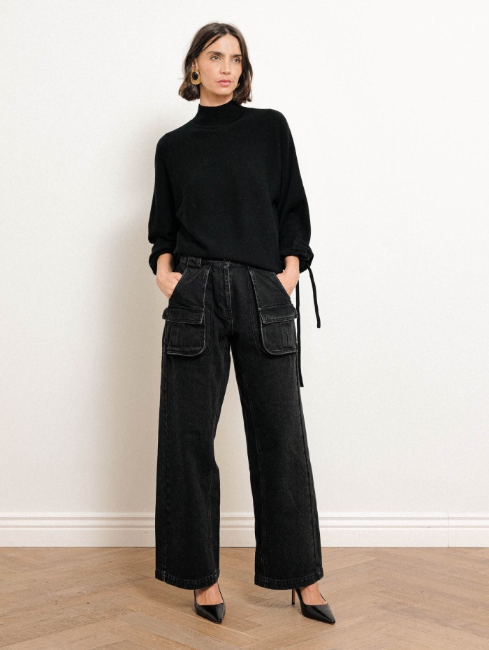Pull col roulé en laine mérinos - Noir - Majestic Filatures