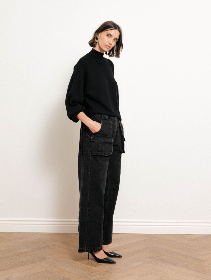 Pull col roulé en laine mérinos - Noir - Majestic Filatures