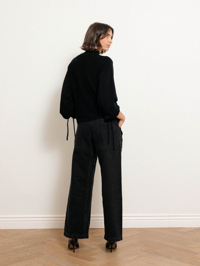 Pull col roulé en laine mérinos - Noir - Majestic Filatures