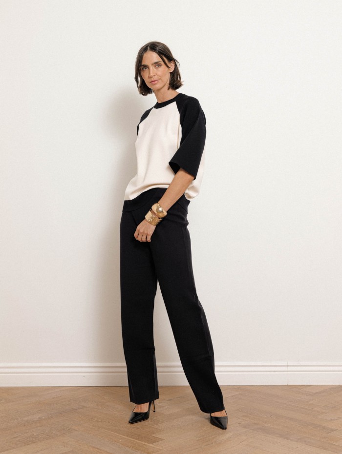 Pantalon fluide marine à taille élastiquée - Furetto - Max Mara